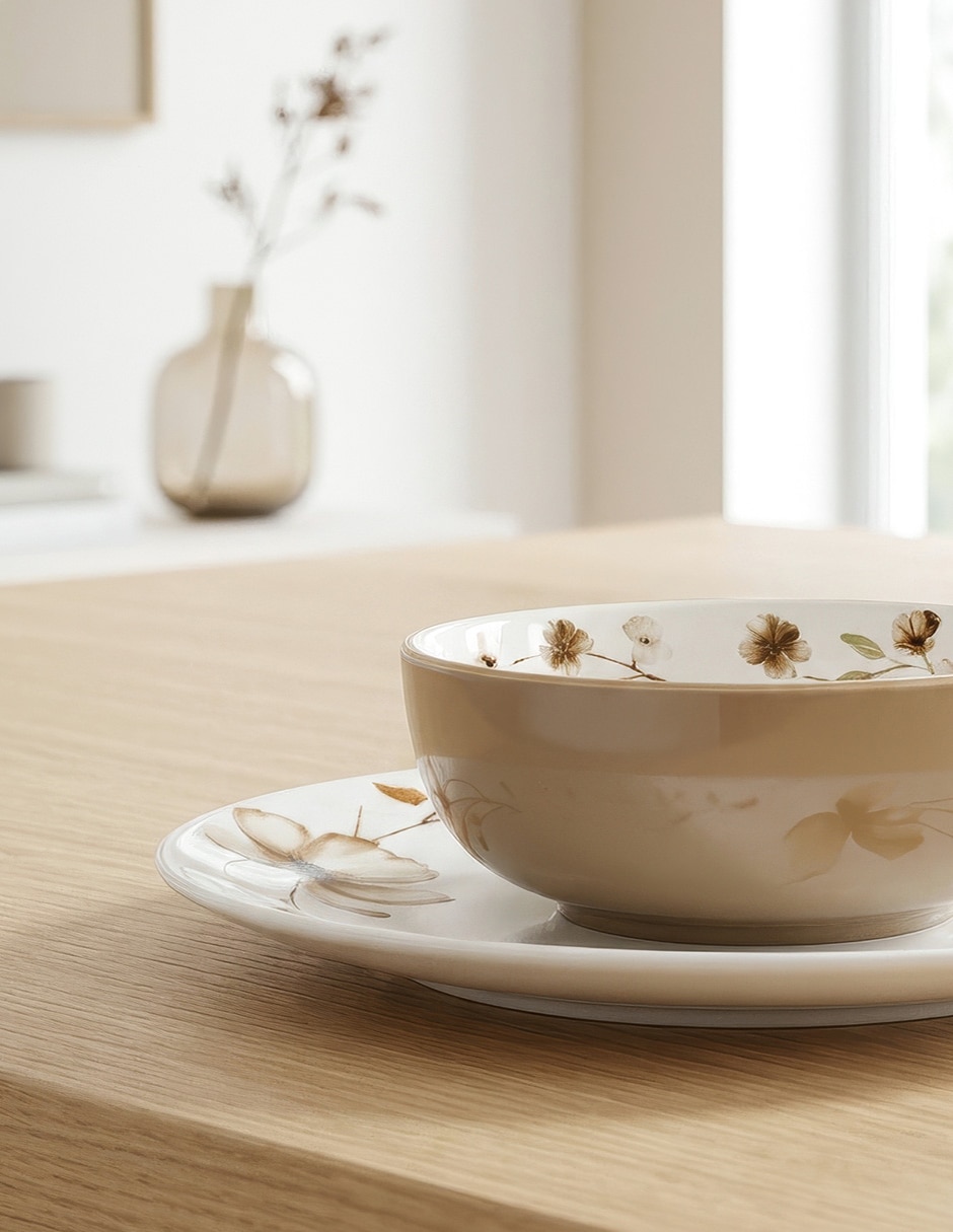 Vajilla cerrada Akari Flora de Porcelana para 4 personas